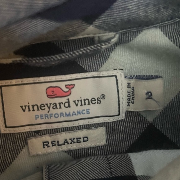 Vineyard vine women performanc buffalo check button down S 2 relaxed black white - Picture 5 of 6